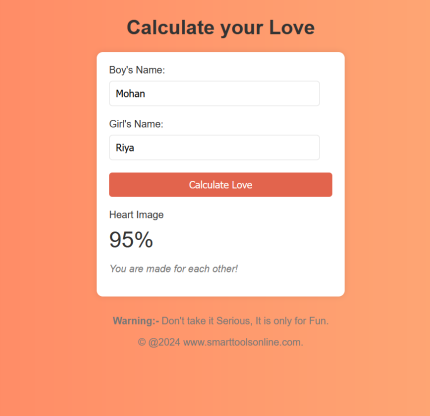 Fun Love Calculator Code